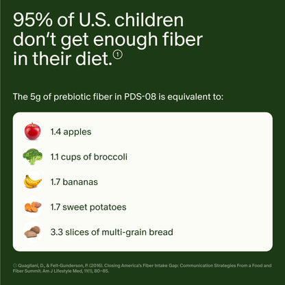 Seed PDS-08 Pediatric Daily Synbiotic - Fiber-Based Prebiotic & Probiotic for Kids - Digestive Health, Regularity, Constipation Relief - Ages 3-17 - Vegan and Shelf-Stable - 30 Sachets (30-Day Supply) - Maple Wellness Supplements