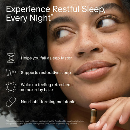 Seed PM-02 Sleep + Restore - Sleep Aid for Women & Men - Non-Habit Forming Bioidentical Melatonin & Ashwagandha - Vegan & Shelf-Stable - 30 Capsules (30-Day Supply) - Maple Wellness Supplements