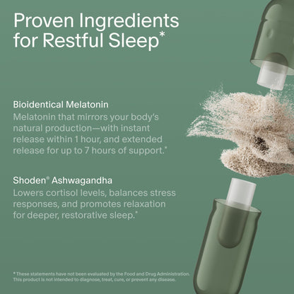Seed PM-02 Sleep + Restore - Sleep Aid for Women & Men - Non-Habit Forming Bioidentical Melatonin & Ashwagandha - Vegan & Shelf-Stable - 30 Capsules (30-Day Supply) - Maple Wellness Supplements
