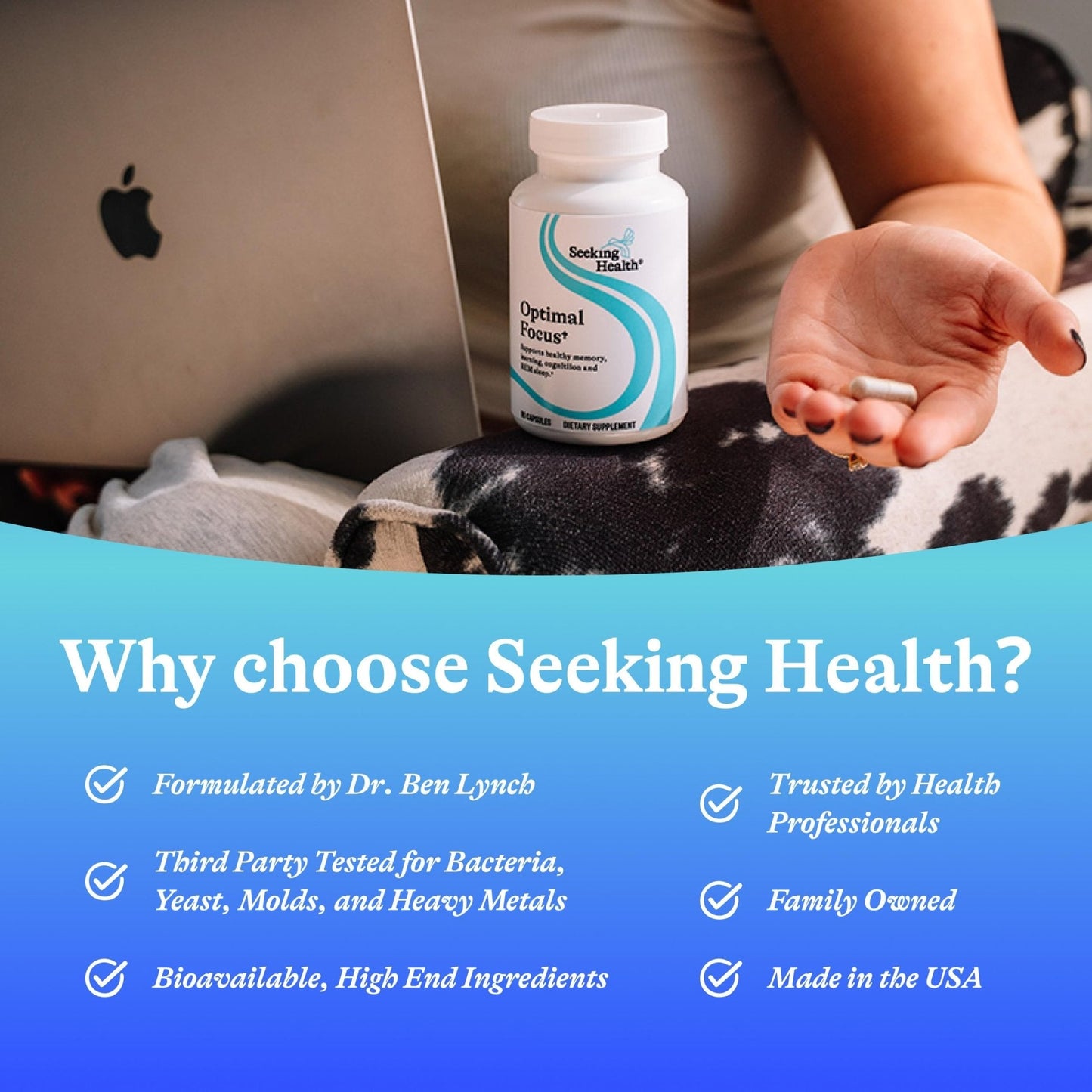 Seeking Health Optimal Focus, Stimulant-Free and Caffeine-Free Nootropic Support for Memory and Focus, with Choline, DHA from Algae, American Ginseng, Vegan and Vegetarian (60 Capsules) - Maple Wellness Supplements