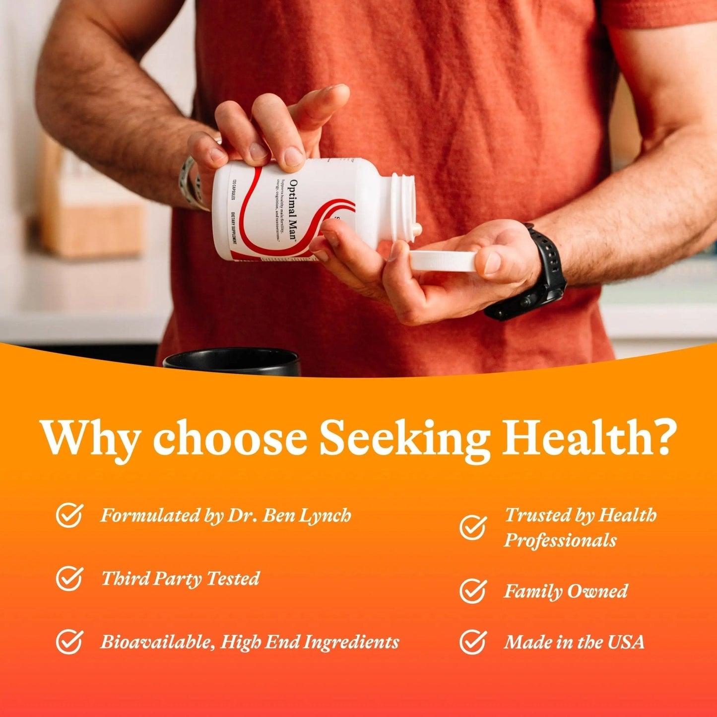 Seeking Health Optimal Man - Multivitamin Supplement with Zinc, Active Folate, & Alpha-Lipoic Acid - Multivitamin Supports Energy & Brain Health - Support Healthy Aging - Maple Wellness Supplements