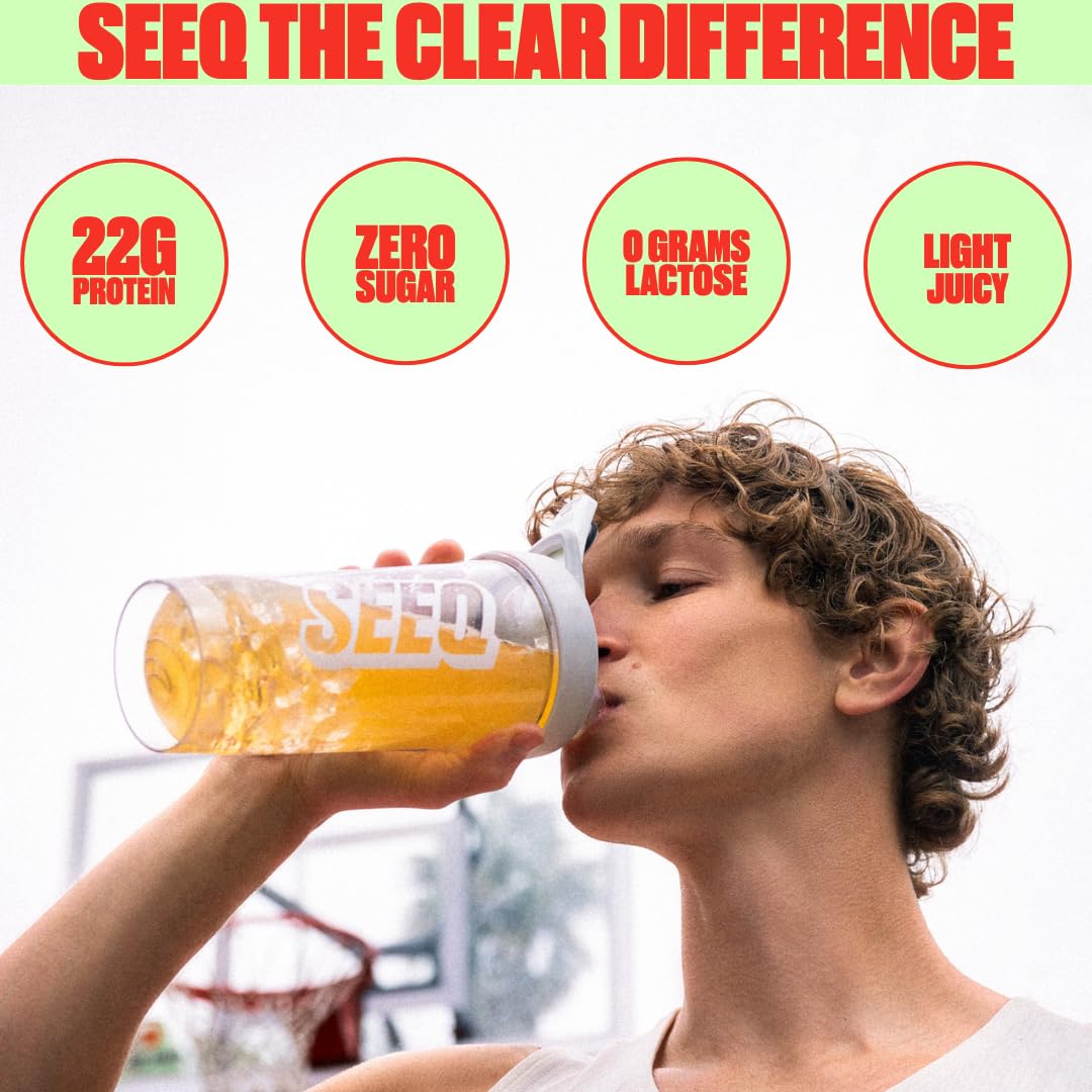 SEEQ Clear Protein Powder - Watermelon Wave - 22 Servings - 22g Clear Whey Protein Isolate - Zero Sugar - 0g Lactose - Allergen Friendly - GLP1 Support - Bone Health - Maple Wellness Supplements