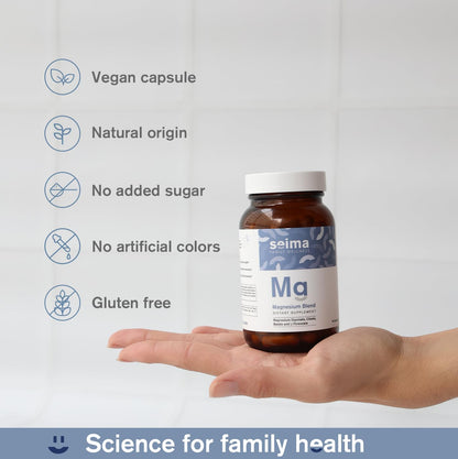SEIMA - 4-in-1 Magnesium Complex – 1200 mg with Glycinate, Citrate, L-Threonate and Malate – Sleep, Stress Relief, Muscle Recovery, Energy and Well-Being for Women and Men, 90 Capsules - Maple Wellness Supplements