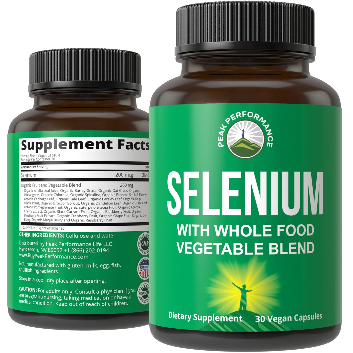 Selenium Supplement with Whole Food Blend of 25+ Vegetables and Fruits for Max Absorption. Pure Selenium Vegan Capsules for Immune System, Thyroid Support, Heart Health, Prostate Support. 30 Pills - Maple Wellness Supplements