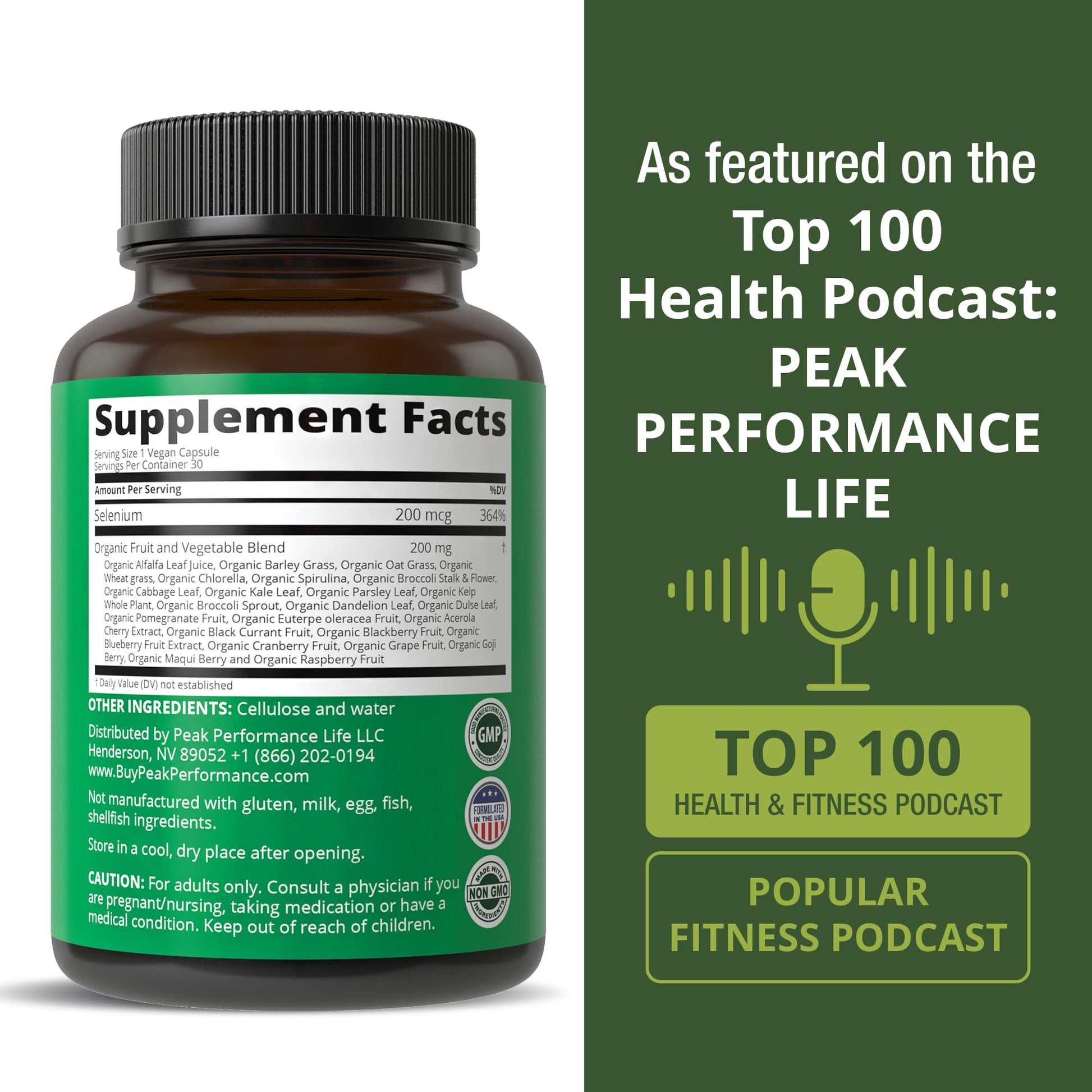 Selenium Supplement with Whole Food Blend of 25+ Vegetables and Fruits for Max Absorption. Pure Selenium Vegan Capsules for Immune System, Thyroid Support, Heart Health, Prostate Support. 30 Pills - Maple Wellness Supplements