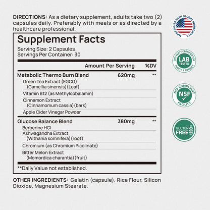 Selerb Metaburn Weight Loss Pills for Women & Men - Appetite Suppressant & Fat Burner, Metabolism Support Weight Loss Supplement with Berberine - Maple Wellness Supplements