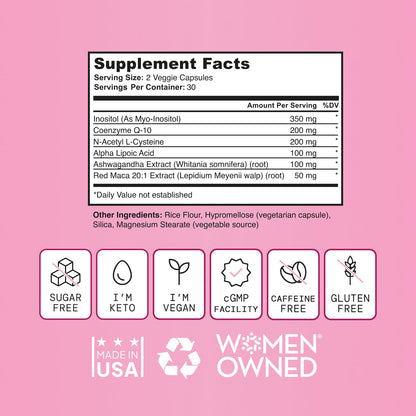 SELF NUTRITION Fertility Support for Women | Conception for Her, Coenzyme Q10, Ashwagandha, Myo-Inositol & More| Support Cycle Regularity & Ovulation| Vegan, Non-GMO, USA Made-60 Capsules - Maple Wellness Supplements
