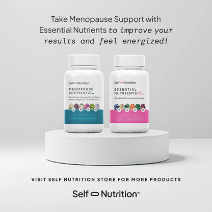 SELF NUTRITION Menopause Support for Women -All-Natural, Hormone-Free Perimenopause & Menopause Support. Unique Blend for Hot Flashes, Mood, Energy, Sleep & More. Vegan, Gluten-Free, 60 Capsules. - Maple Wellness Supplements