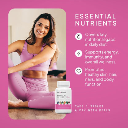 SELF NUTRITION Vegan Multivitamins for Women - Once Daily - 28 Nutrients - Boost Energy, Sleep, Hair, Skin, Nails & Reduce Cravings - Keto, Vegan, Gluten Free, Made in USA, 2-Months Supply - Maple Wellness Supplements