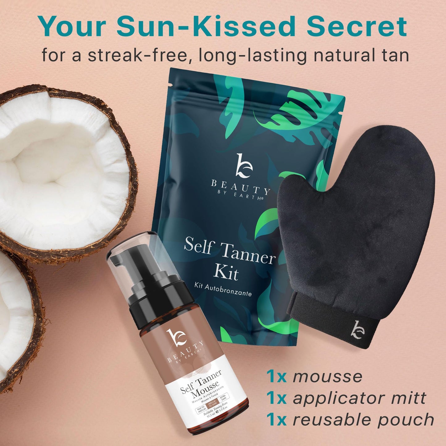 Self Tanner Tanning Mousse Kit - USA Made with Natural & Organic Ingredients - Maple Wellness Supplements