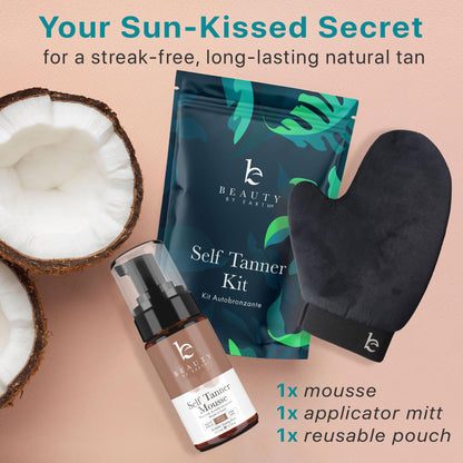 Self Tanner Tanning Mousse Kit - USA Made with Natural & Organic Ingredients - Maple Wellness Supplements