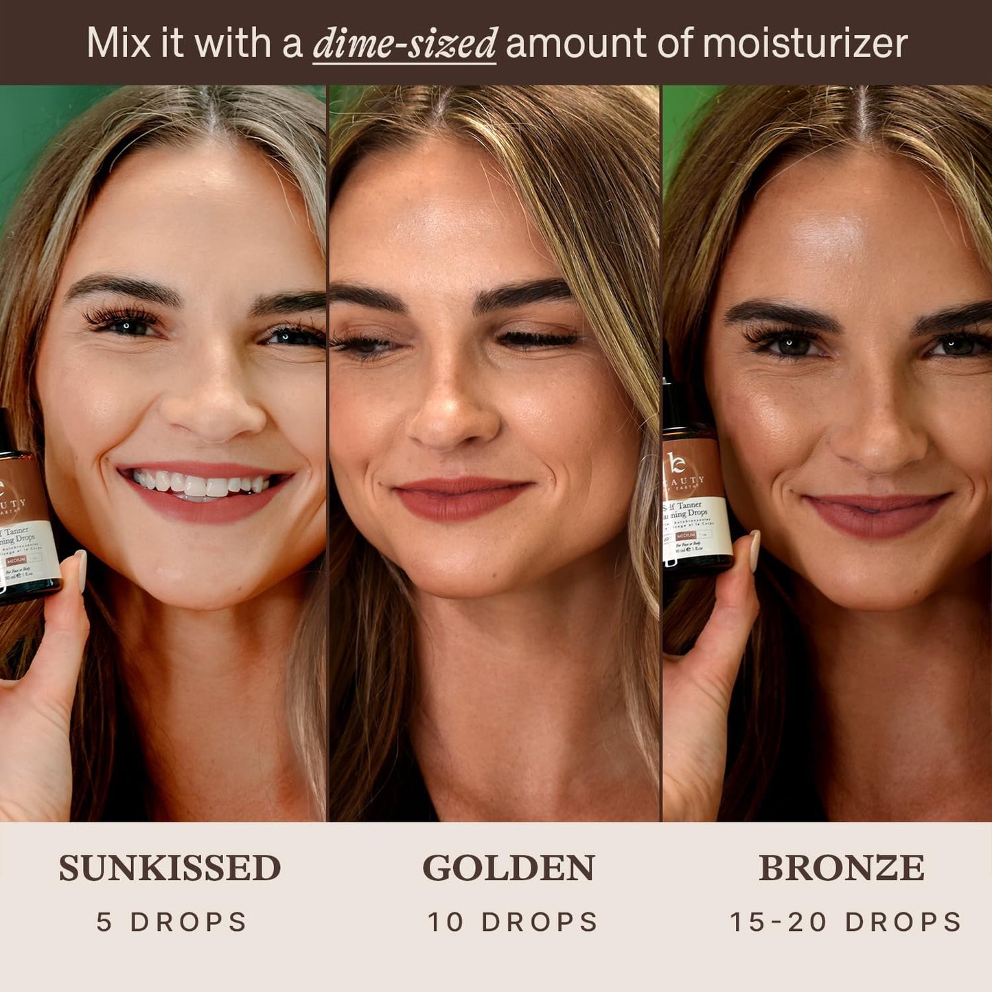 Self Tanning Drops - USA Made with Natural & Organic Ingredients, Medium Face Tanning Drops to Add to Lotion - Maple Wellness Supplements