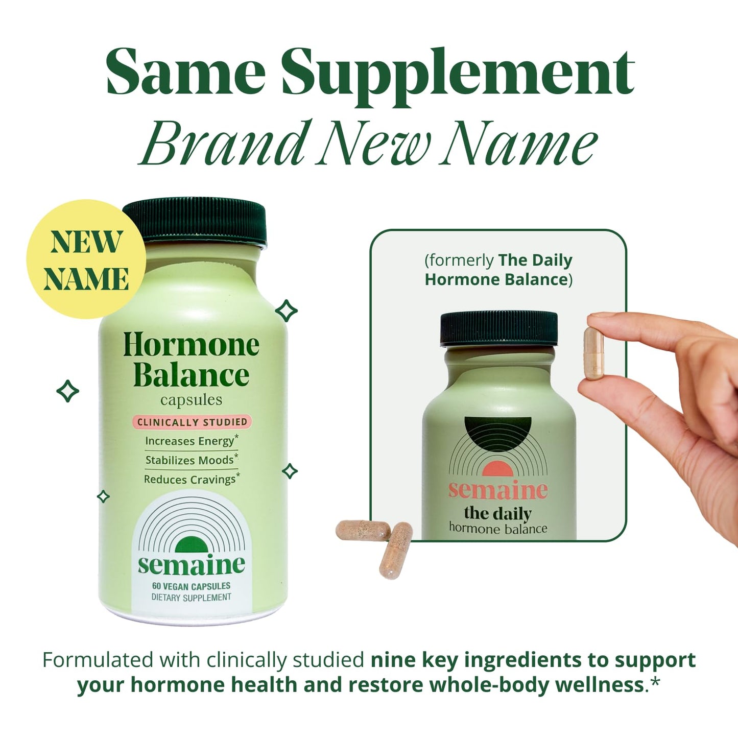 Semaine Hormone Balance – Clearer Skin, Enhanced Moods, Deeper Sleep & Happier Hormones. Hormone-Free, Vegan Capsule, Multi-Symptom Support (60 ct) - Maple Wellness Supplements