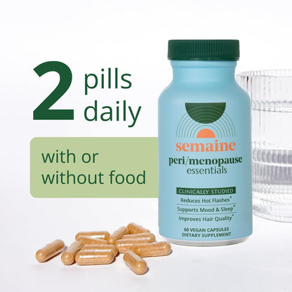 Semaine Peri/Menopause Essentials, 60 Ct. - Fuller Hair, No More Hot Flashes, Hormone Balance, Better Sleep & More - Clinically-Studied, Non-Hormonal Formula - Maple Wellness Supplements