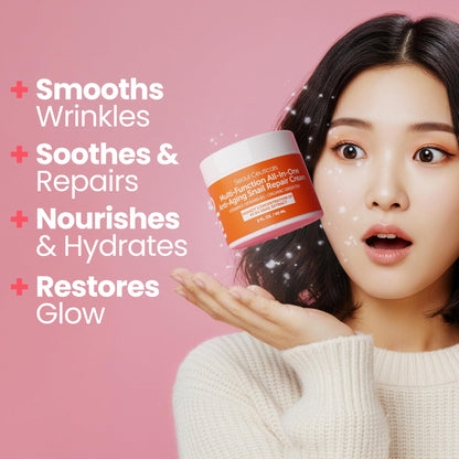 SeoulCeuticals Snail Mucin Moisturizer 97.5% - Korean Skin Care Snail Repair Cream - Day & Night Anti Aging K Beauty Skincare Cruelty Free 2oz - Maple Wellness Supplements
