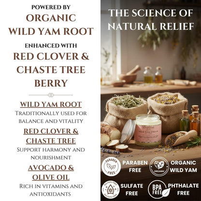 Seraphime Wild Yam Cream for Hormone Balance - Gift for Mom - Menopause and PMS Support for Women - Wild Yam Balancing Cream - Hot Flashes, Night Sweats, Mood Swings, Low Energy - Lavender 4oz - Maple Wellness Supplements