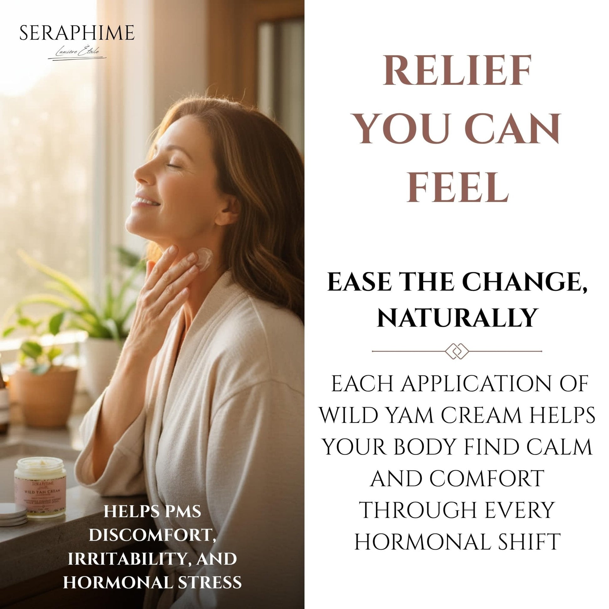 Seraphime Wild Yam Cream for Hormone Balance - Gift for Mom - Menopause and PMS Support for Women - Wild Yam Balancing Cream - Hot Flashes, Night Sweats, Mood Swings, Low Energy - Lavender 4oz - Maple Wellness Supplements