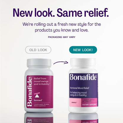 Serenol by Bonafide. Relief from Hormonal Mood Swings, Irritability, & PMS Bloating. — 3-Month Supply (180 Tablets) - Maple Wellness Supplements