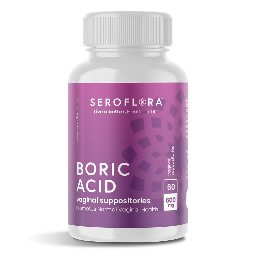 Seroflora Boric Acid 600mg Feminine Capsules, Feminine pH Support, Intimate Freshness for Women, Fast-Dissolving Capsules (60 Count) - Maple Wellness Supplements