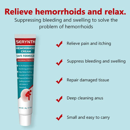SERYNTH Hemorrhoid and Anal Fissure Ointment, Hemorrhoid Treatment, Fast Relief from Swelling, Pain, Itching, Burning (20g) - Maple Wellness Supplements