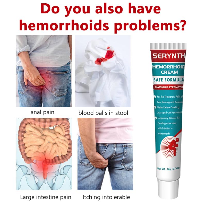 SERYNTH Hemorrhoid and Anal Fissure Ointment, Hemorrhoid Treatment, Fast Relief from Swelling, Pain, Itching, Burning (20g) - Maple Wellness Supplements