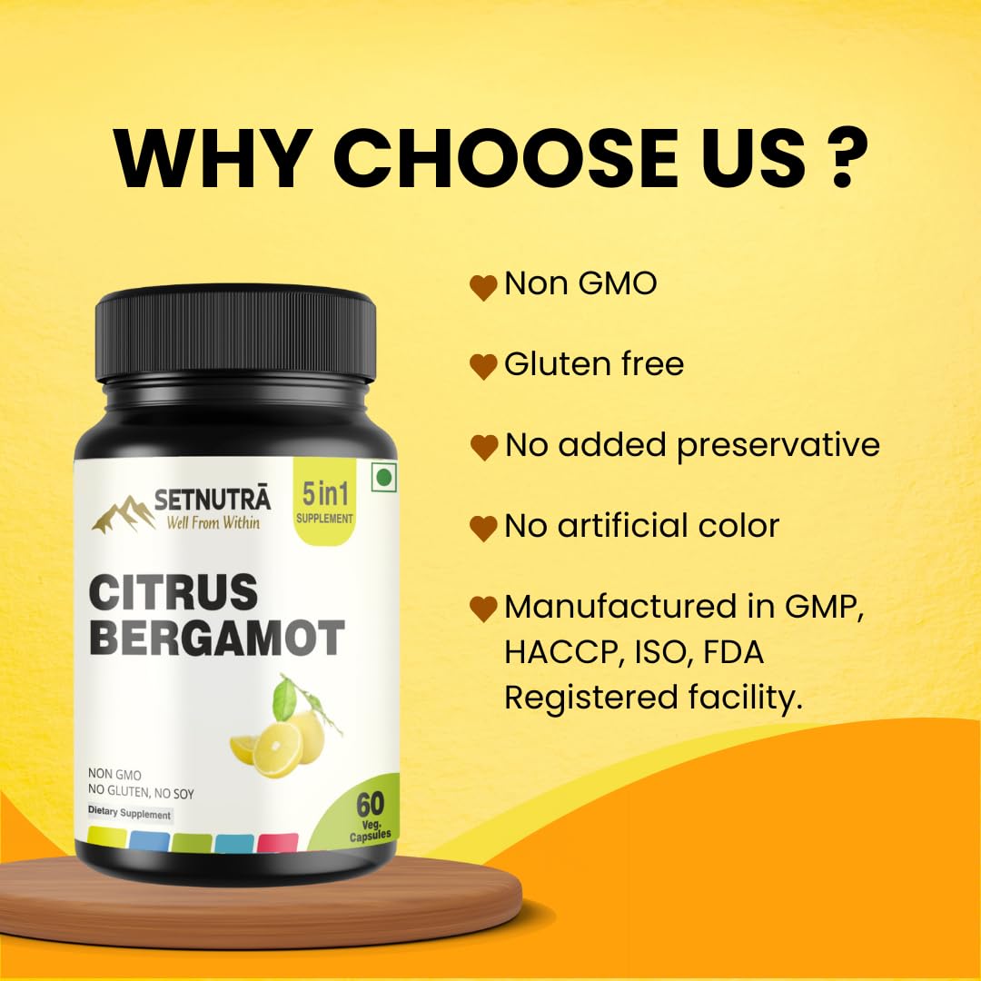 SETNUTRA Well From Within 5 in 1 Citrus Bergamot Supplement with Black Chokeberry Olive Leaf Niacin & Black Pepper | Heart Health Support Antioxidant Boost | Non GMO Gluten Free Capsules (60 Count) - Maple Wellness Supplements