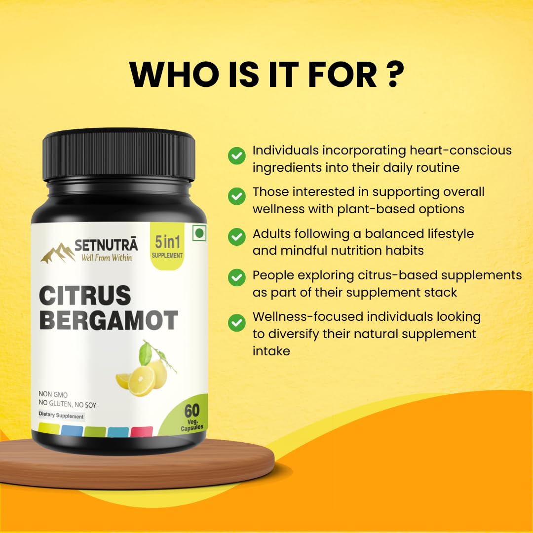 SETNUTRA Well From Within 5 in 1 Citrus Bergamot Supplement with Black Chokeberry Olive Leaf Niacin & Black Pepper | Heart Health Support Antioxidant Boost | Non GMO Gluten Free Capsules (60 Count) - Maple Wellness Supplements