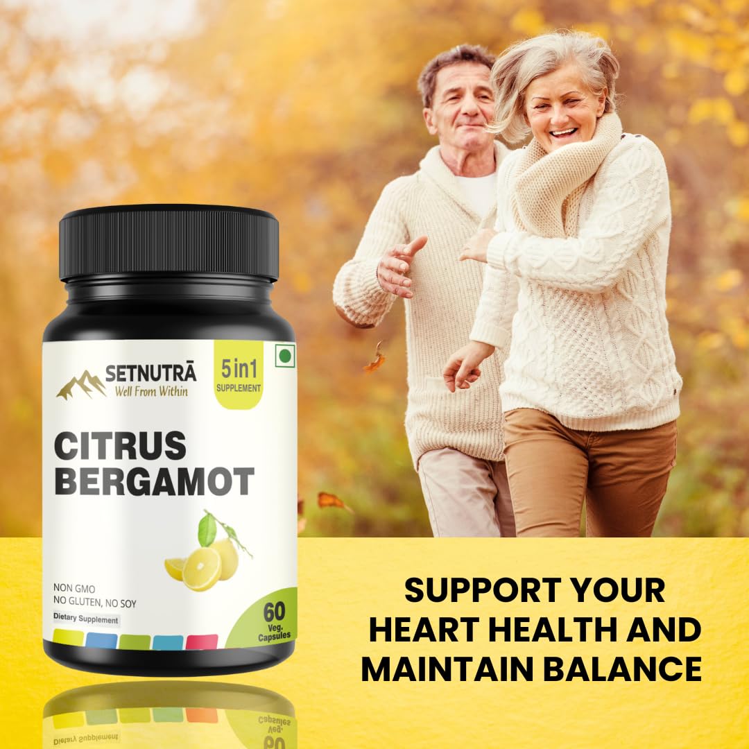 SETNUTRA Well From Within 5 in 1 Citrus Bergamot Supplement with Black Chokeberry Olive Leaf Niacin & Black Pepper | Heart Health Support Antioxidant Boost | Non GMO Gluten Free Capsules (60 Count) - Maple Wellness Supplements