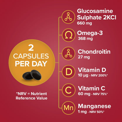 Seven Seas JointCare Active, With Glucosamine, Omega-3, Chondroitin, Vitamins C and D - Maple Wellness Supplements
