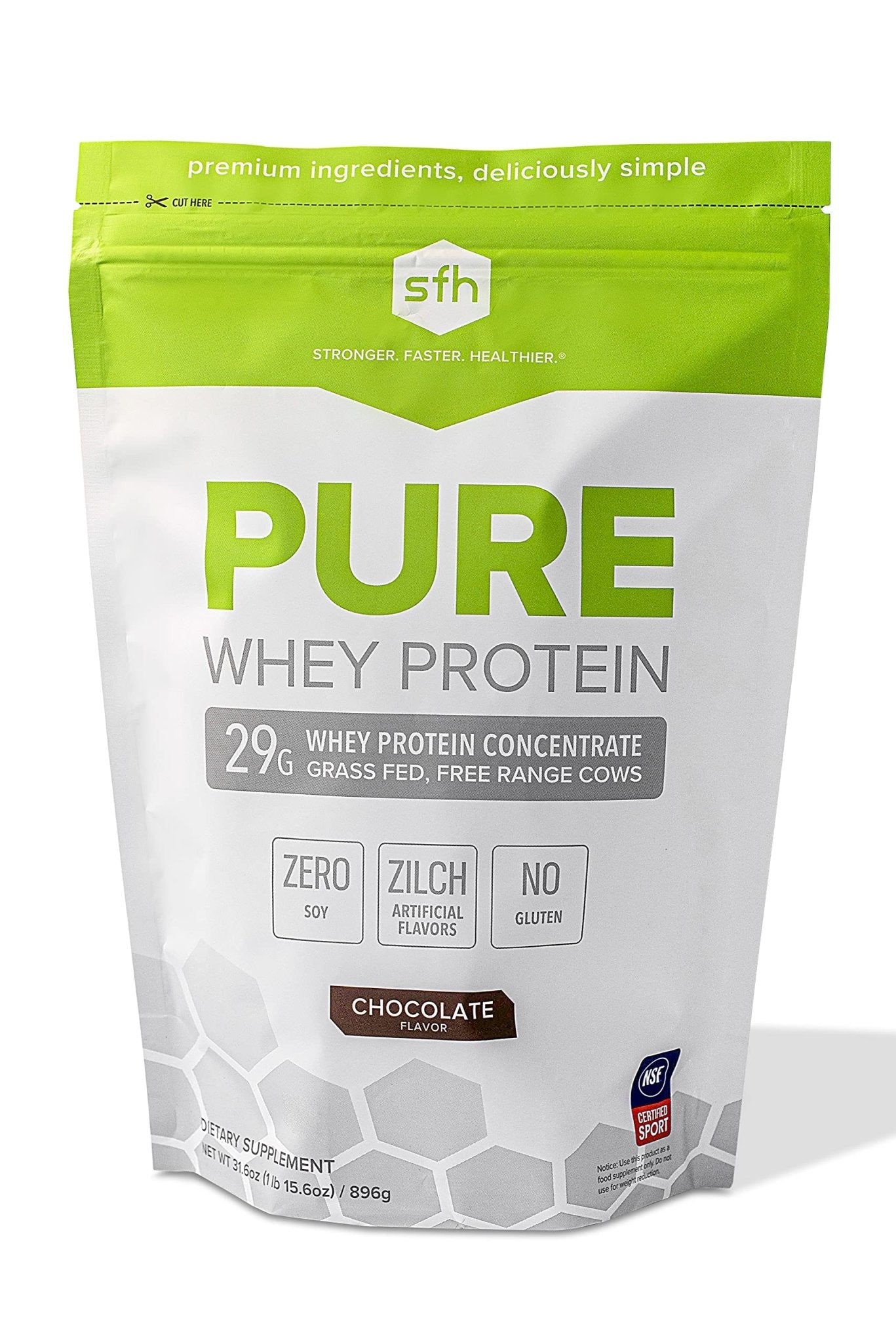 SFH Pure Whey Protein Powder (Chocolate) Best Tasting 100% Grass Fed Whey - Maple Wellness Supplements