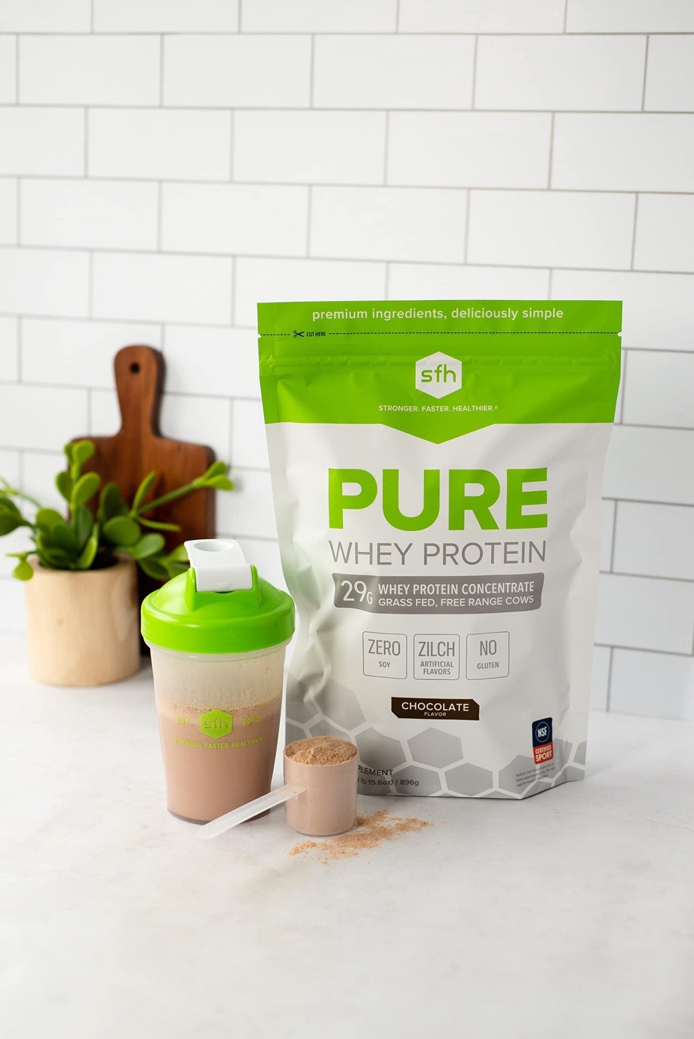 SFH Pure Whey Protein Powder (Chocolate) Best Tasting 100% Grass Fed Whey - Maple Wellness Supplements
