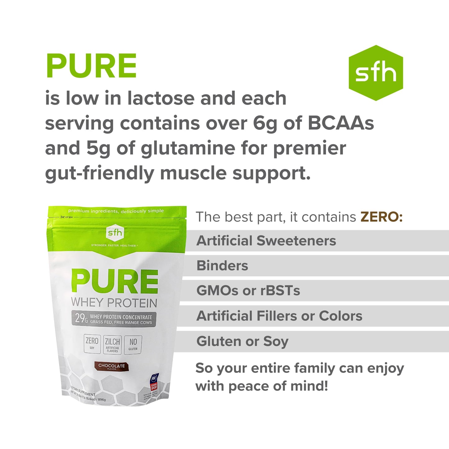 SFH Pure Whey Protein Powder (Chocolate) Best Tasting 100% Grass Fed Whey - Maple Wellness Supplements
