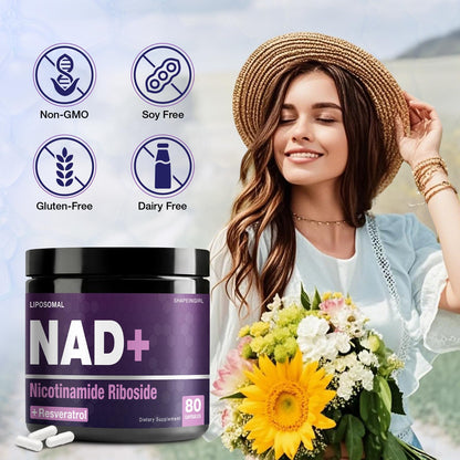 SHAPEINGIRL NAD Supplement - Nicotinamide Riboside Resveratrol 900mg, Liposomal NAD Supplement for Women and Men, NAD Plus Pure Organic - Maple Wellness Supplements