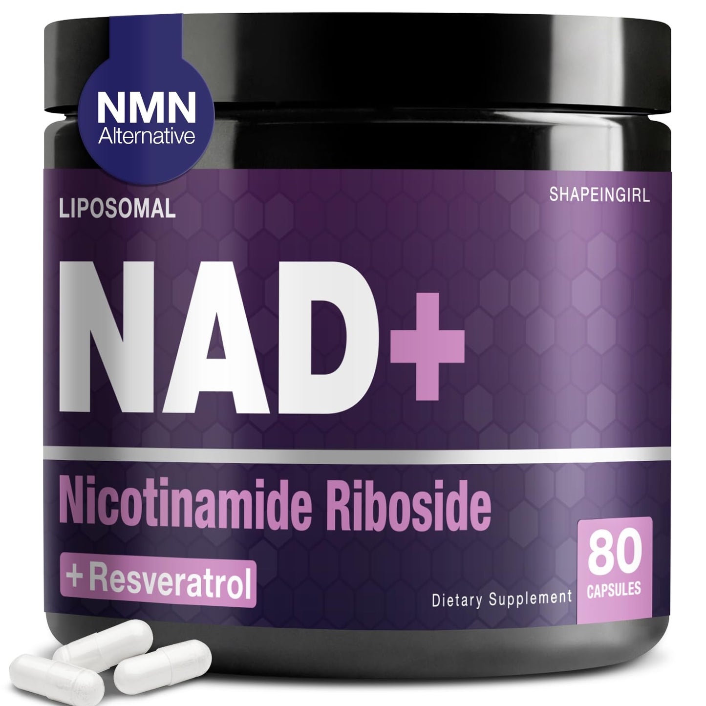 SHAPEINGIRL NAD Supplement - Nicotinamide Riboside Resveratrol 900mg, Liposomal NAD Supplement for Women and Men, NAD Plus Pure Organic - Maple Wellness Supplements