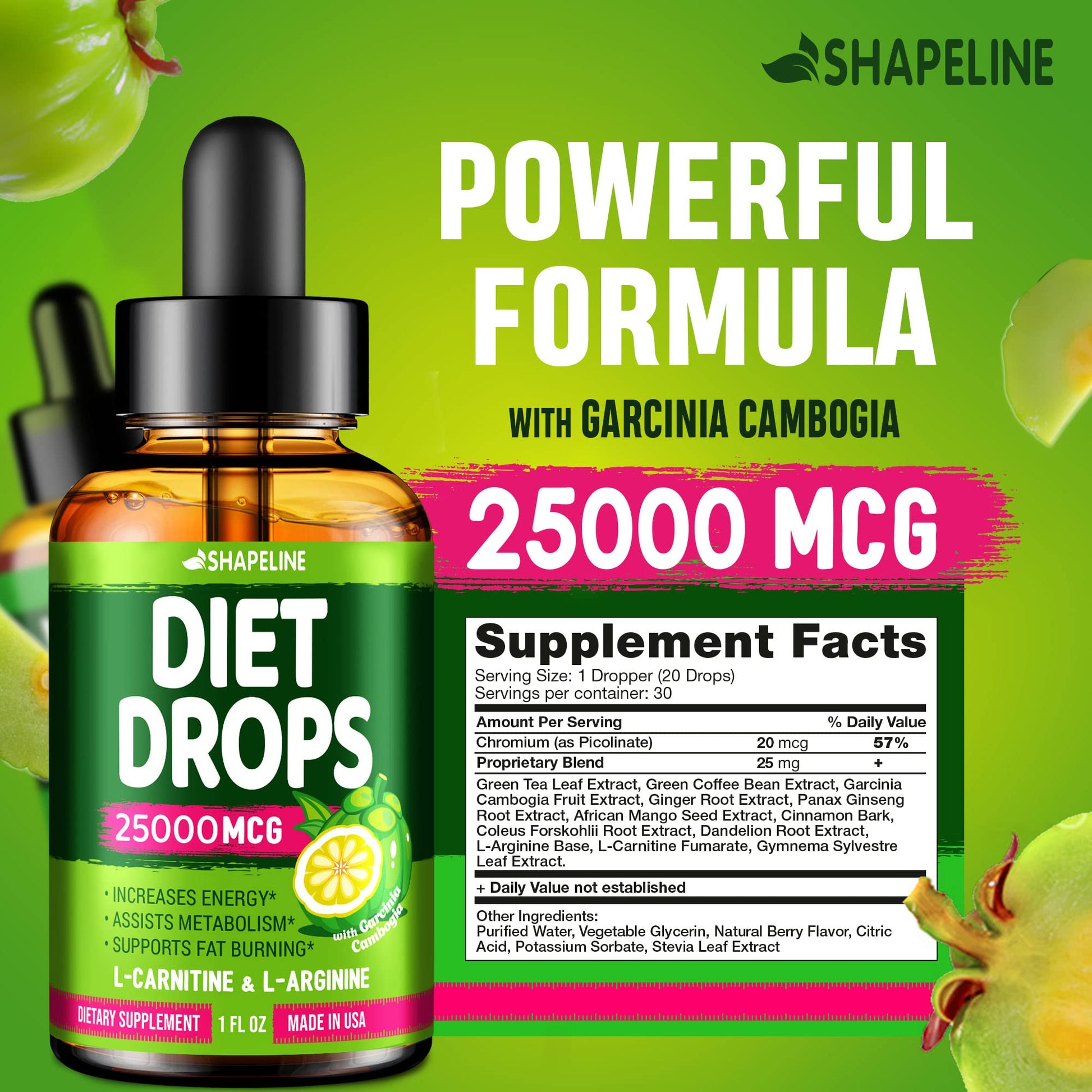SHAPELINE Weight Loss Drops - Diet Drops 1 Fl Oz & 2 Fl Oz - Made in The USA - Appetite - Maple Wellness Supplements