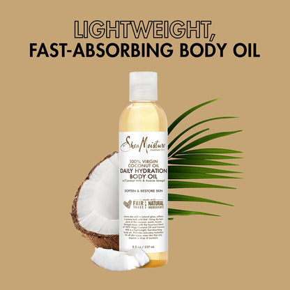 SheaMoisture Daily Hydration Body Oil Virgin Coconut Oil For Dry Skin Paraben Free 8 oz - Maple Wellness Supplements