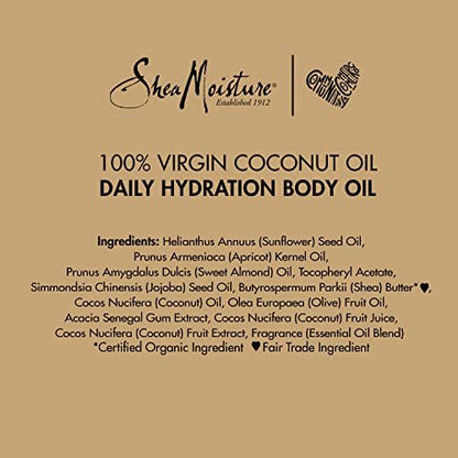 SheaMoisture Daily Hydration Body Oil Virgin Coconut Oil For Dry Skin Paraben Free 8 oz - Maple Wellness Supplements