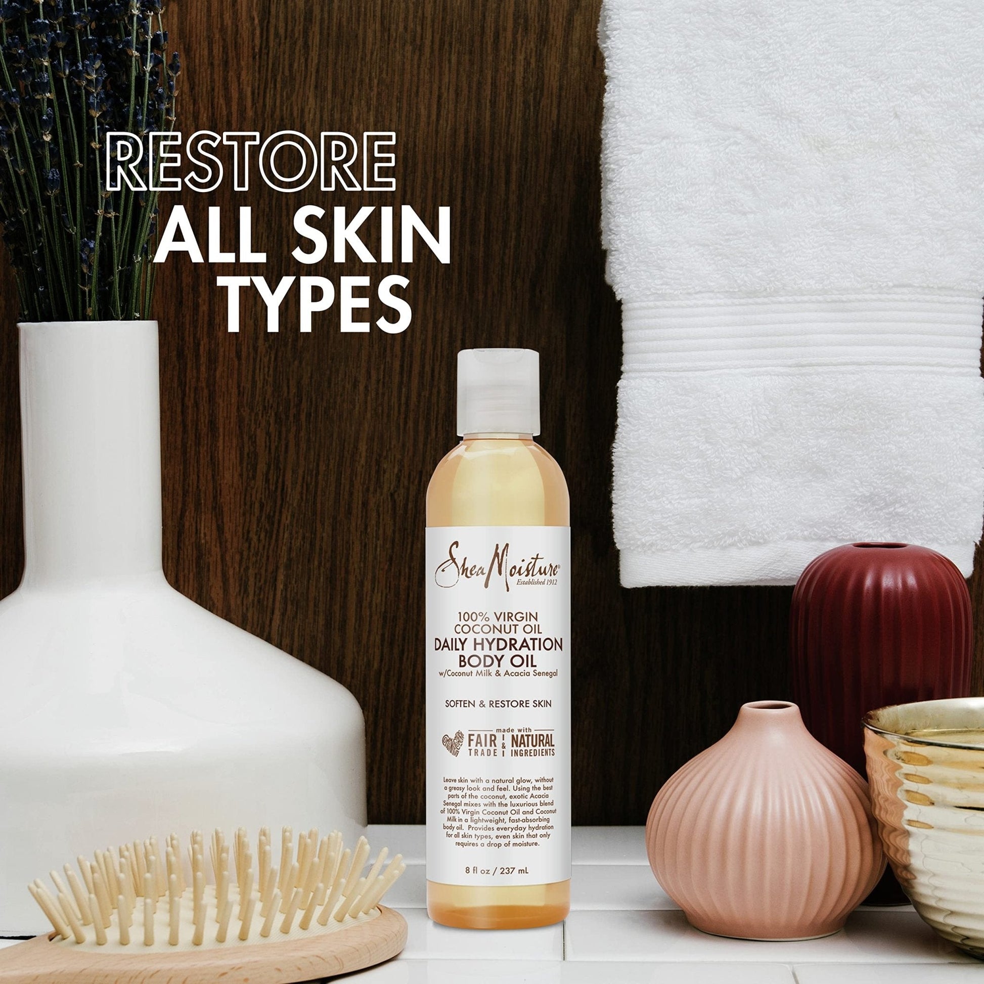 SheaMoisture Daily Hydration Body Oil Virgin Coconut Oil For Dry Skin Paraben Free 8 oz - Maple Wellness Supplements