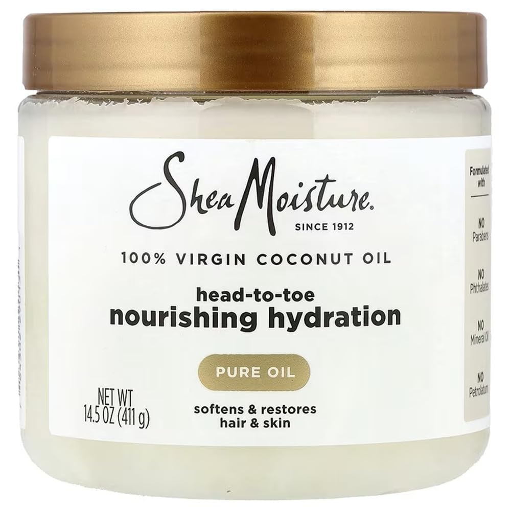 SheaMoisture for Dry Skin Nourishing Hydration 100% Extra Virgin Coconut Oil Soften and Restore Skin and Hair 14.5 oz - Maple Wellness Supplements