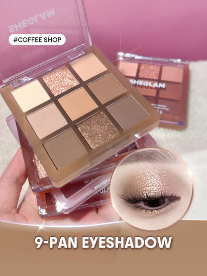 SHEGLAM Eyeshadow Palette 9-Color Ultra-pigmented Shimmer & Matte Shades, Vegan & Cruelty-free-Coffee Shop - Maple Wellness Supplements