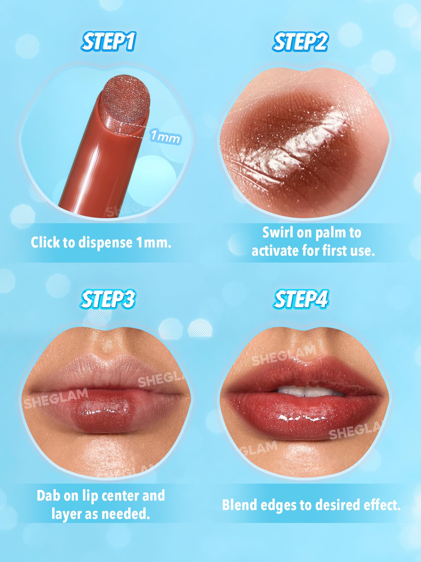SHEGLAM Pout-Perfect Moisturizing Solid Lip Gloss Shimmer Lip Plumper - Violet Fizz - Maple Wellness Supplements