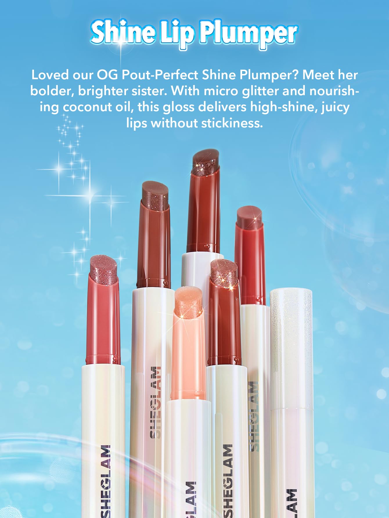 SHEGLAM Pout-Perfect Moisturizing Solid Lip Gloss Shimmer Lip Plumper - Violet Fizz - Maple Wellness Supplements