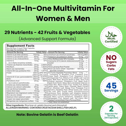 SHIFAA NUTRITION Halal Vitamins, Multivitamin for Women & Men – Comprehensive Support for Heart, Brain, Eye & Immune Health - Maple Wellness Supplements