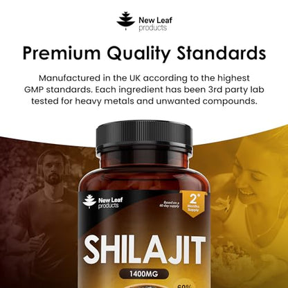 Shilajit Capsules 1400mg 60% Fulvic Acid Pure Shilajit - High Strength Himilayan Shilajit - Maple Wellness Supplements