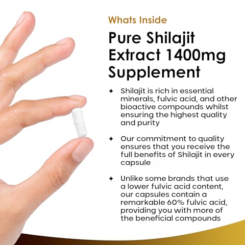 Shilajit Capsules 1400mg 60% Fulvic Acid Pure Shilajit - High Strength Himilayan Shilajit - Maple Wellness Supplements