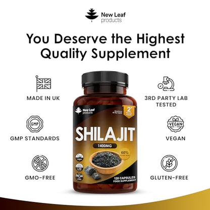 Shilajit Capsules 1400mg 60% Fulvic Acid Pure Shilajit - High Strength Himilayan Shilajit - Maple Wellness Supplements