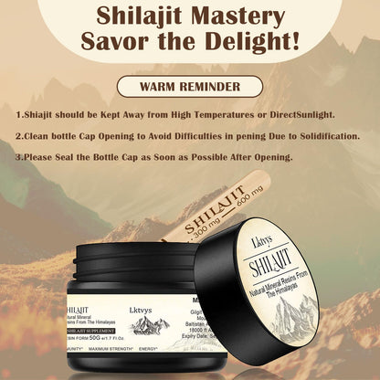 Shilajit Pure Himalayan Organic - Pure Original Shilajit, 50g(Large Volume), Enriched - Maple Wellness Supplements