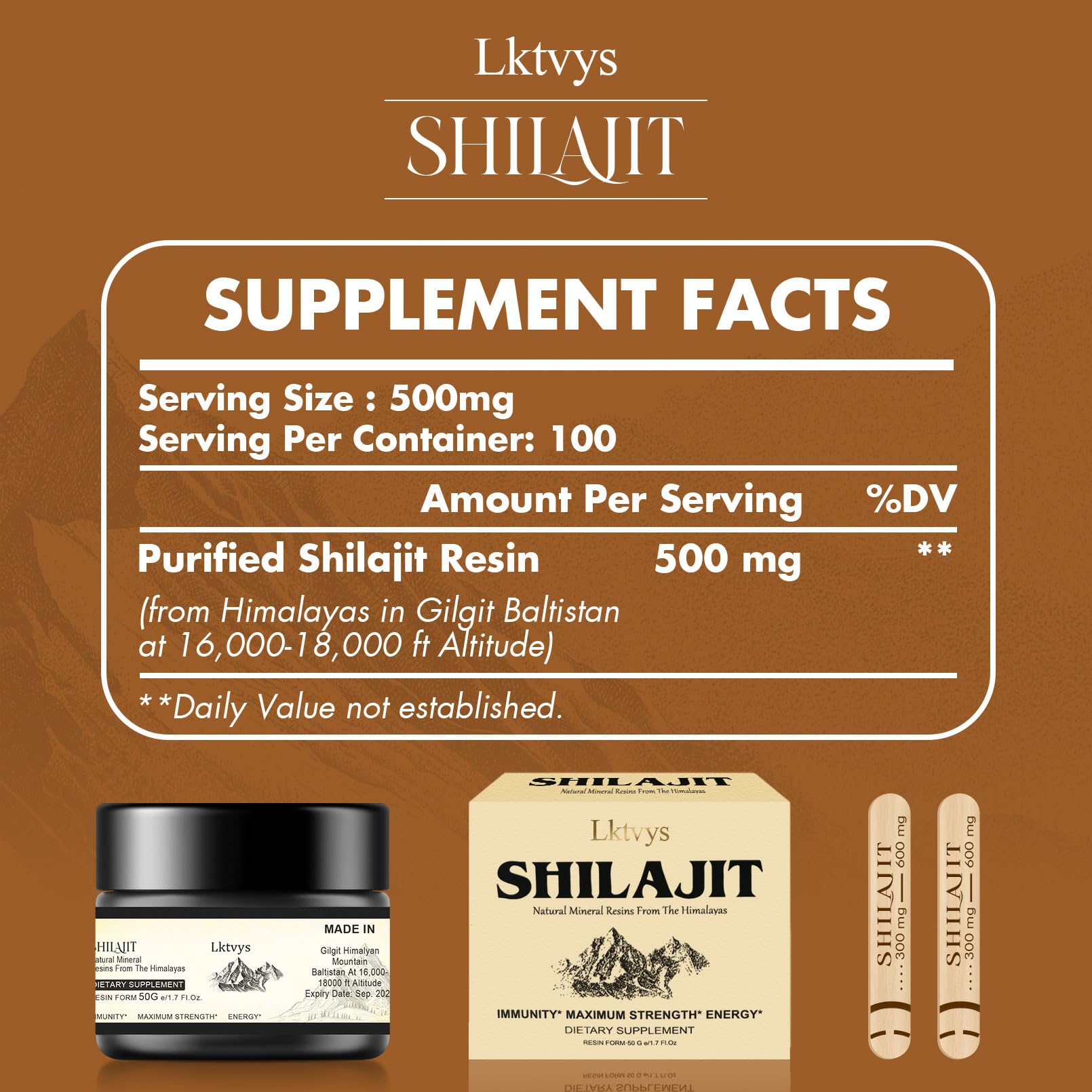 Shilajit Pure Himalayan Organic - Pure Original Shilajit, 50g(Large Volume), Enriched - Maple Wellness Supplements