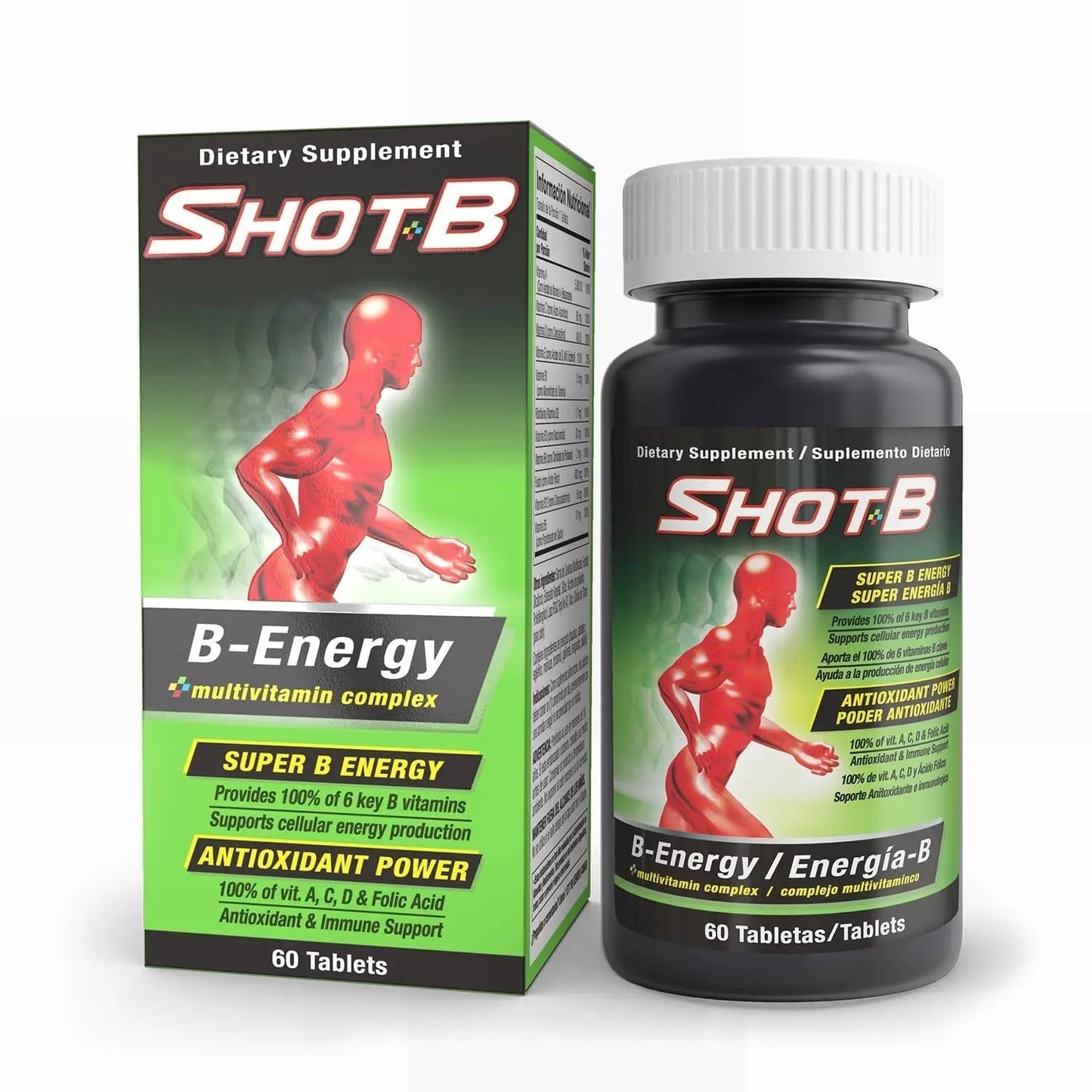 Shot B Multivitamin Complex, B-Energy, Vitamin B Complex with Antioxidant Support, B Complex Vitamins with A, C, D, E & Folic Acid - Maple Wellness Supplements