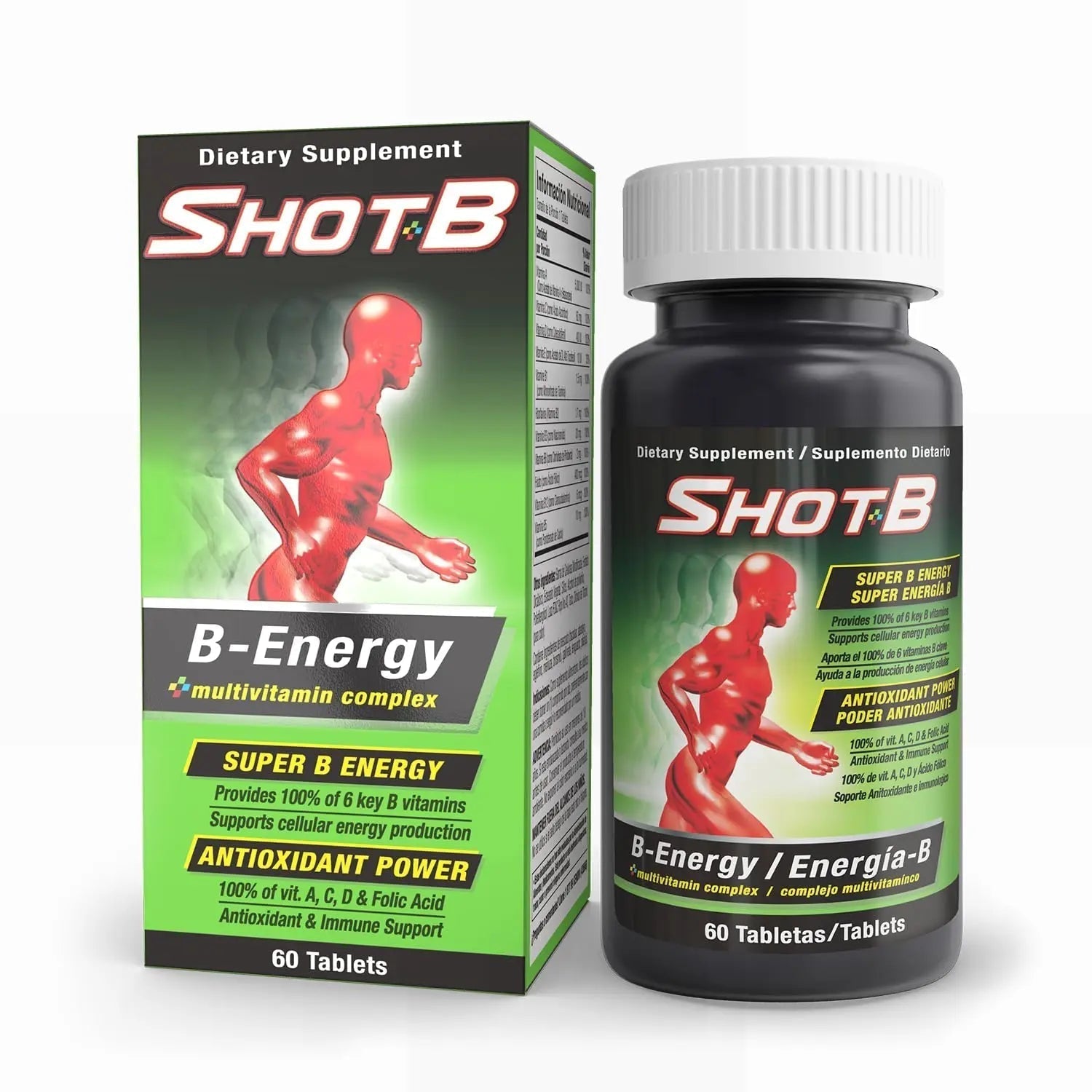 Shot B Multivitamin Complex, B-Energy, Vitamin B Complex with Antioxidant Support, B Complex Vitamins with A, C, D, E & Folic Acid - Maple Wellness Supplements